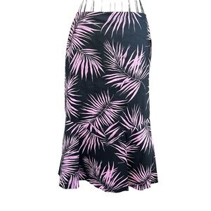 VTG Pepita La Bambola A-Line Hip Hugger Stretch Palm Print Skirt Jr Large NWT